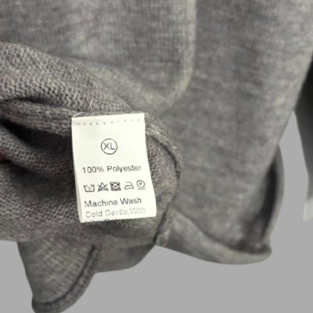 Super Cute Gray/Off White Black Cat Sweater V Neck Dolman Long Sleeves SZ XL - Picture 7 of 8
